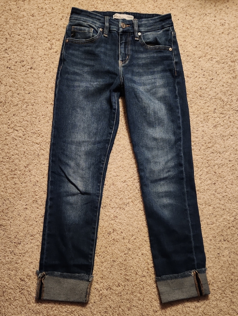 Women's Kancan Mid-Rise Dark Wash Straight Leg Jeans, Size 23